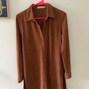 Brown Suede Button Up Tunic